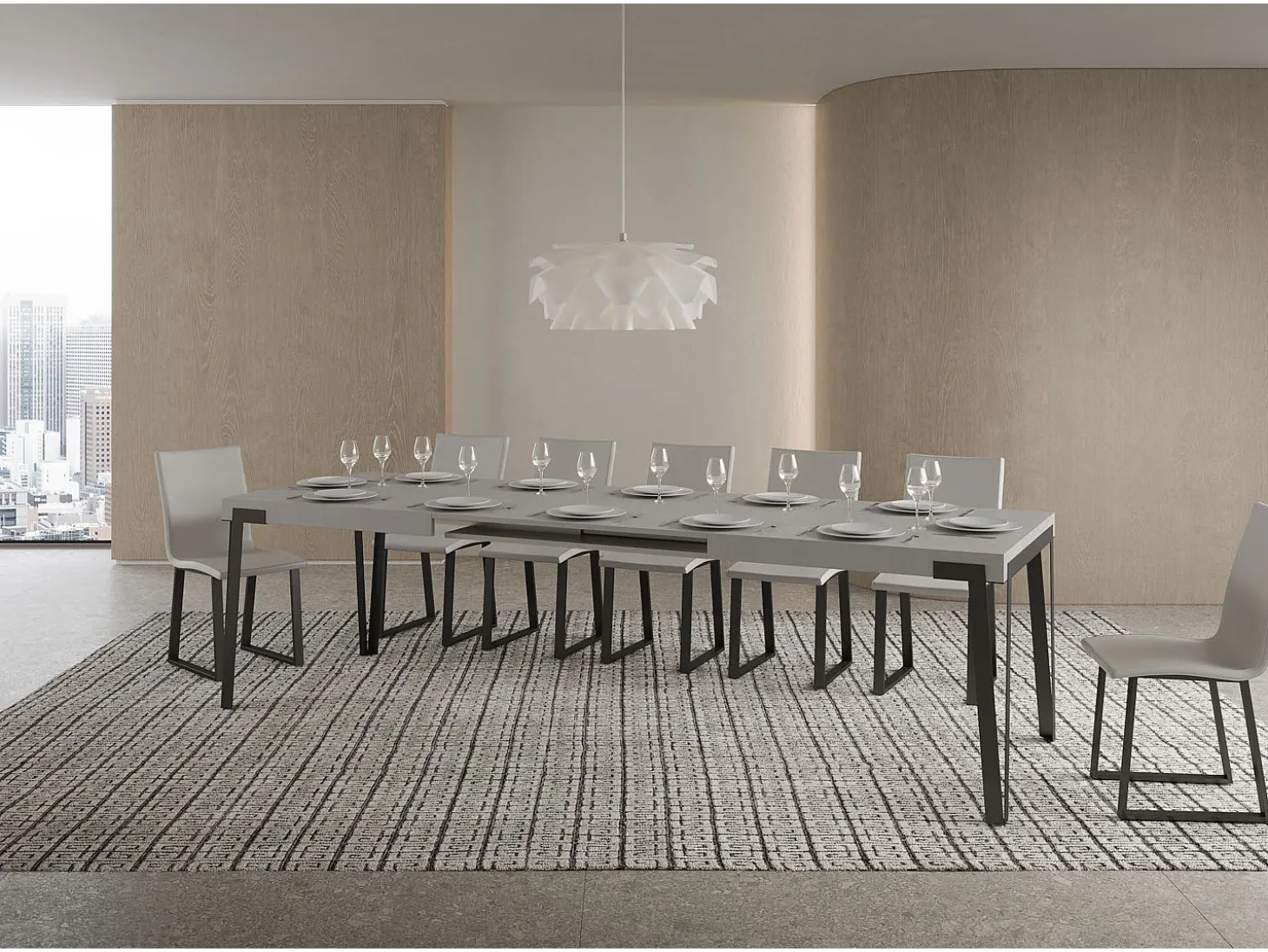 Mesa extensible 90x180/284 cm Rio Cachemira estructura Antracita