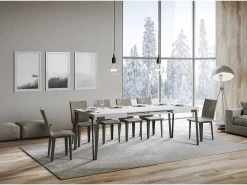 Mesa extensible 90x140/244 cm Rio Fresno Blanco estructura Antracita