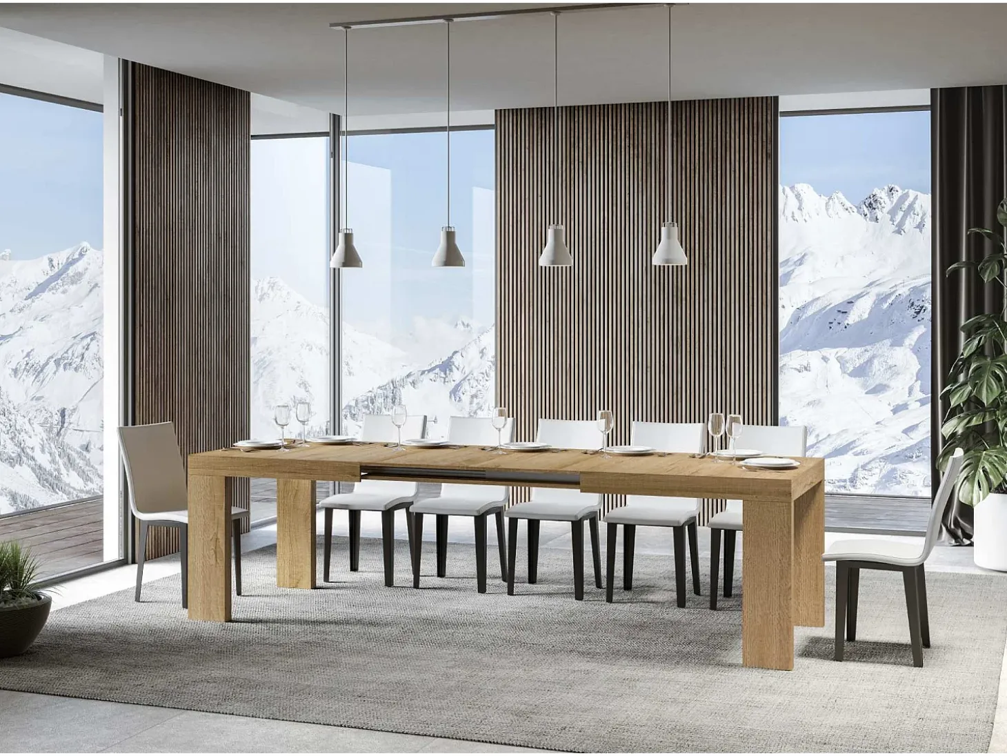 Mesa extensible 180/284x90 cm Roxell roble natural