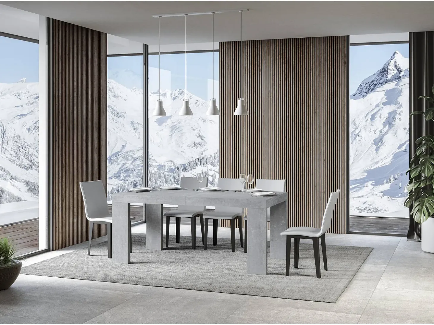 Mesa extensible 160/264x90 cm Roxell cemento