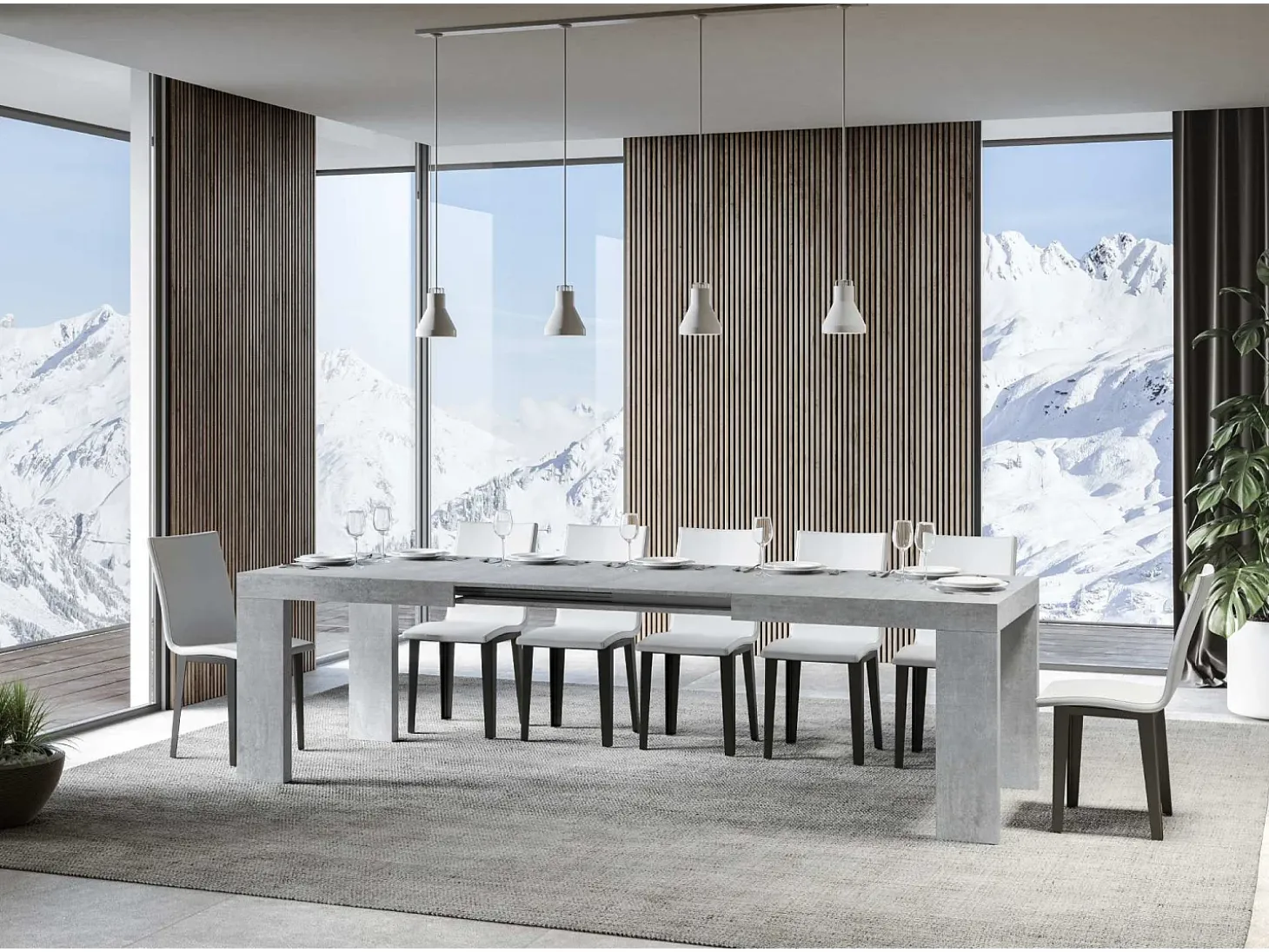 Mesa extensible 160/264x90 cm Roxell cemento