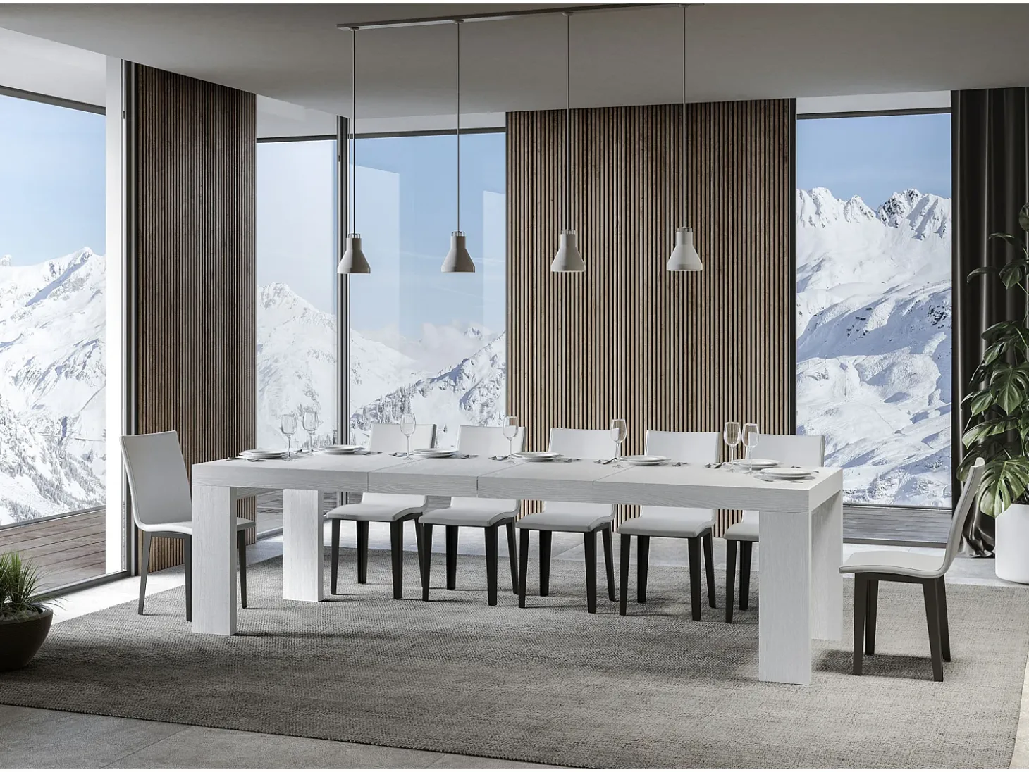 Mesa extensible 180/284x90 cm Roxell Premium fresno blanco
