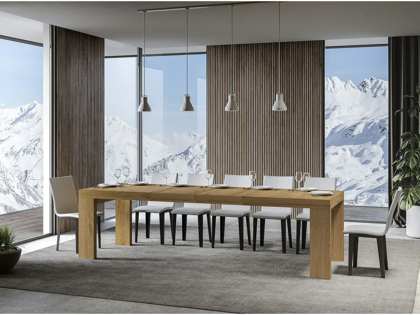 Mesa extensible 180/284x90 cm Roxell Premium roble natural