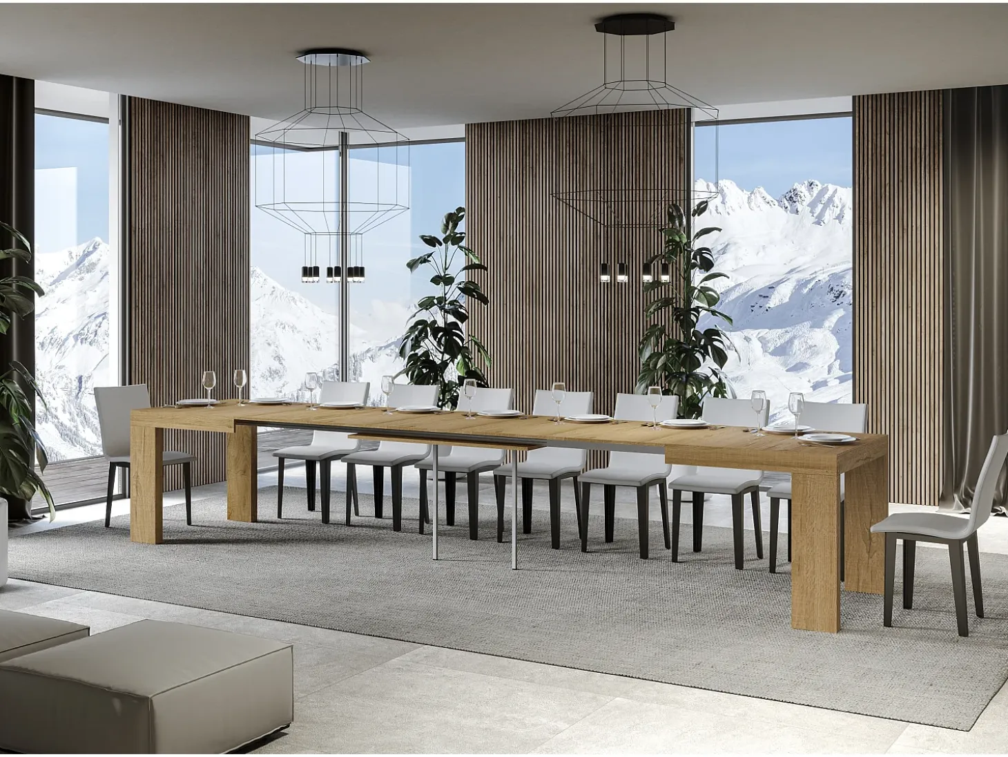 Mesa extensible 160/420x90 cm Roxell roble natural