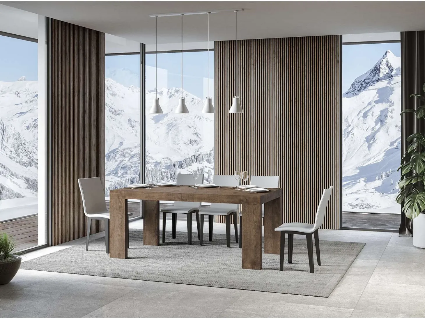 Mesa extensible 200/460x90 cm Roxell nogal