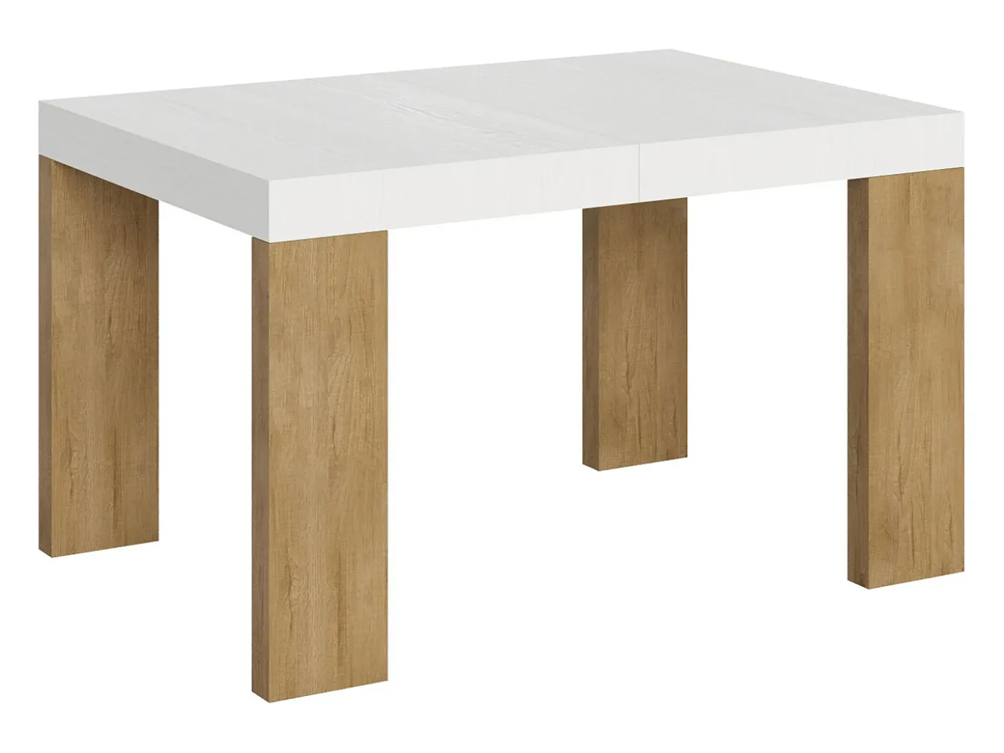 Mesa extensible 90x130/234 cm Roxell Mix Tapa Fresno Blanco - Patas Roble Nature
