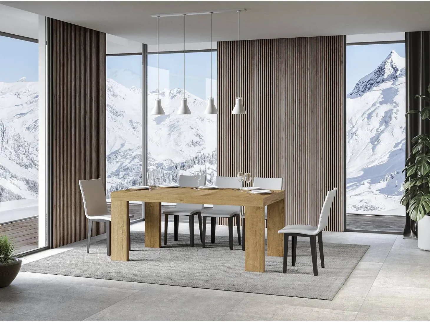 Mesa extensible 200/460x90 cm Roxell roble natural
