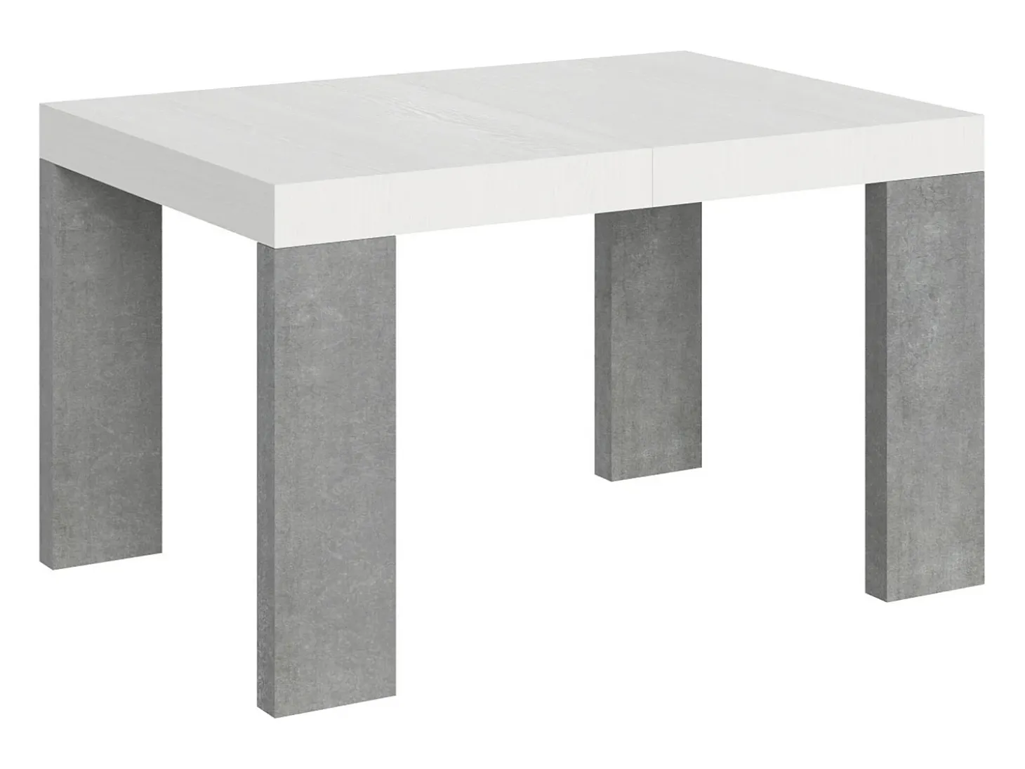 Mesa extensible 90x130/234 cm Roxell Mix Tapa fresno blanco - Patas cemento