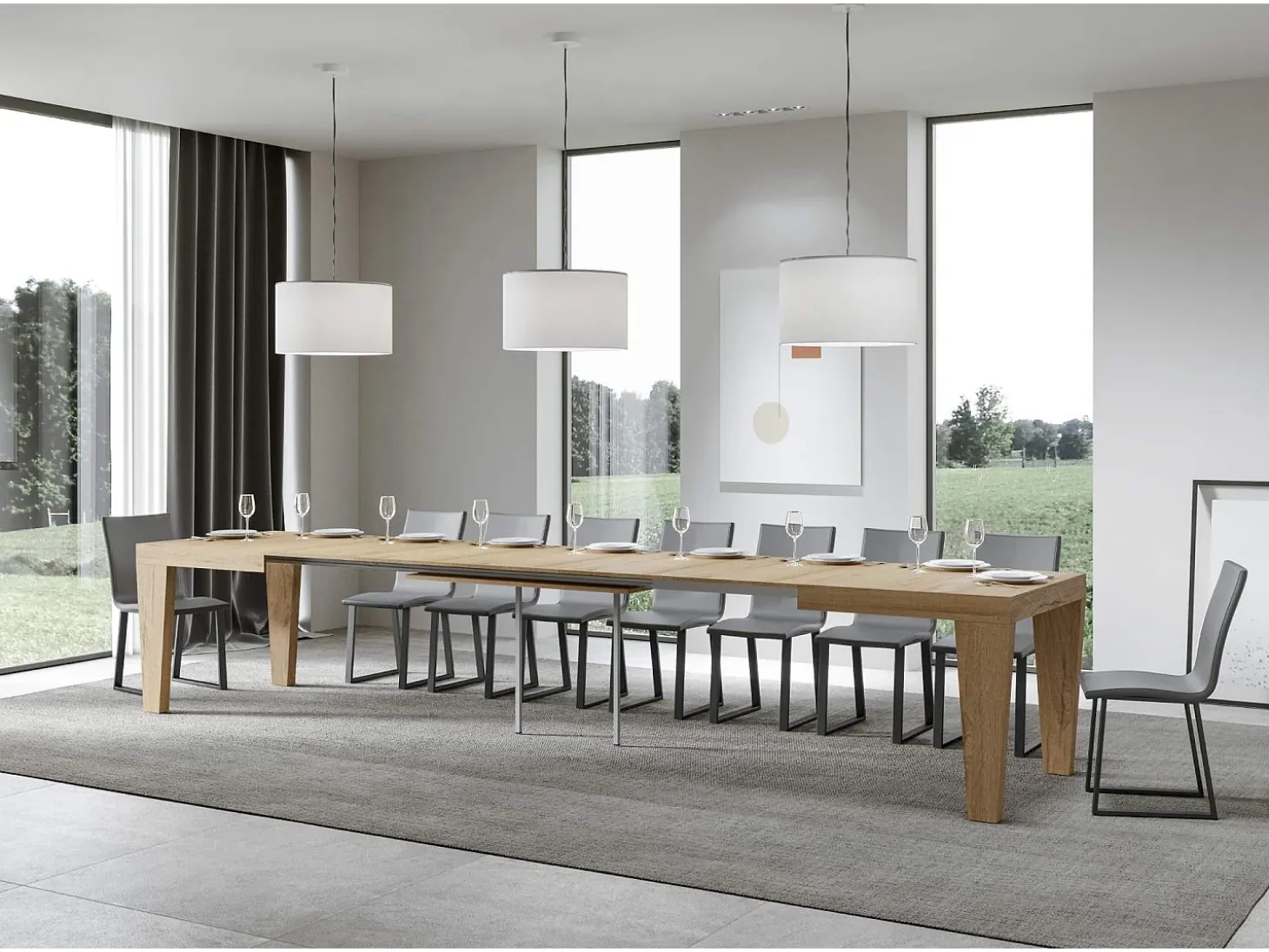 Mesa extensible 160/420x90 cm Spimbo roble natural