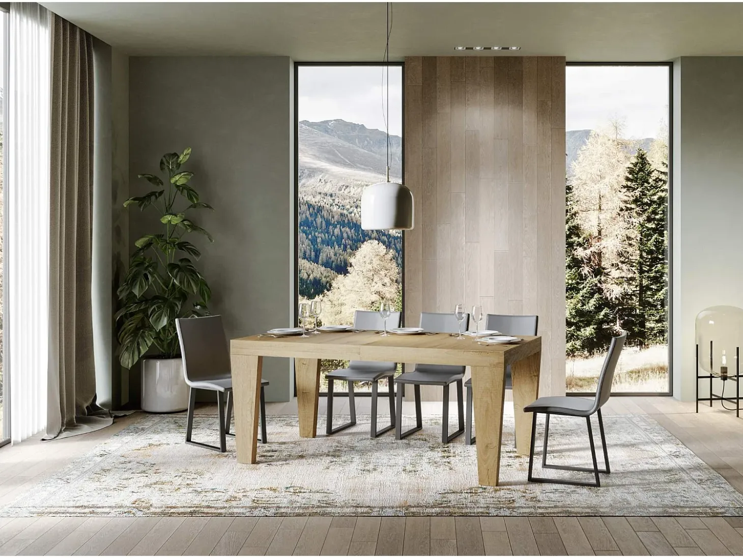 Mesa extensible 160/420x90 cm Spimbo roble natural
