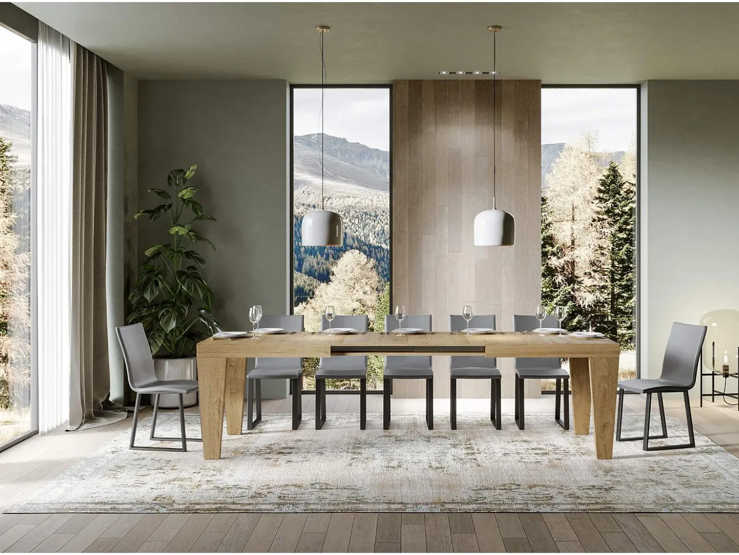 Mesa extensible 160/420x90 cm Spimbo roble natural