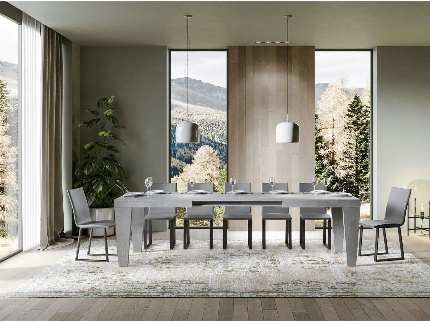 Mesa extensible 200/304x90 cm Spimbo cemento