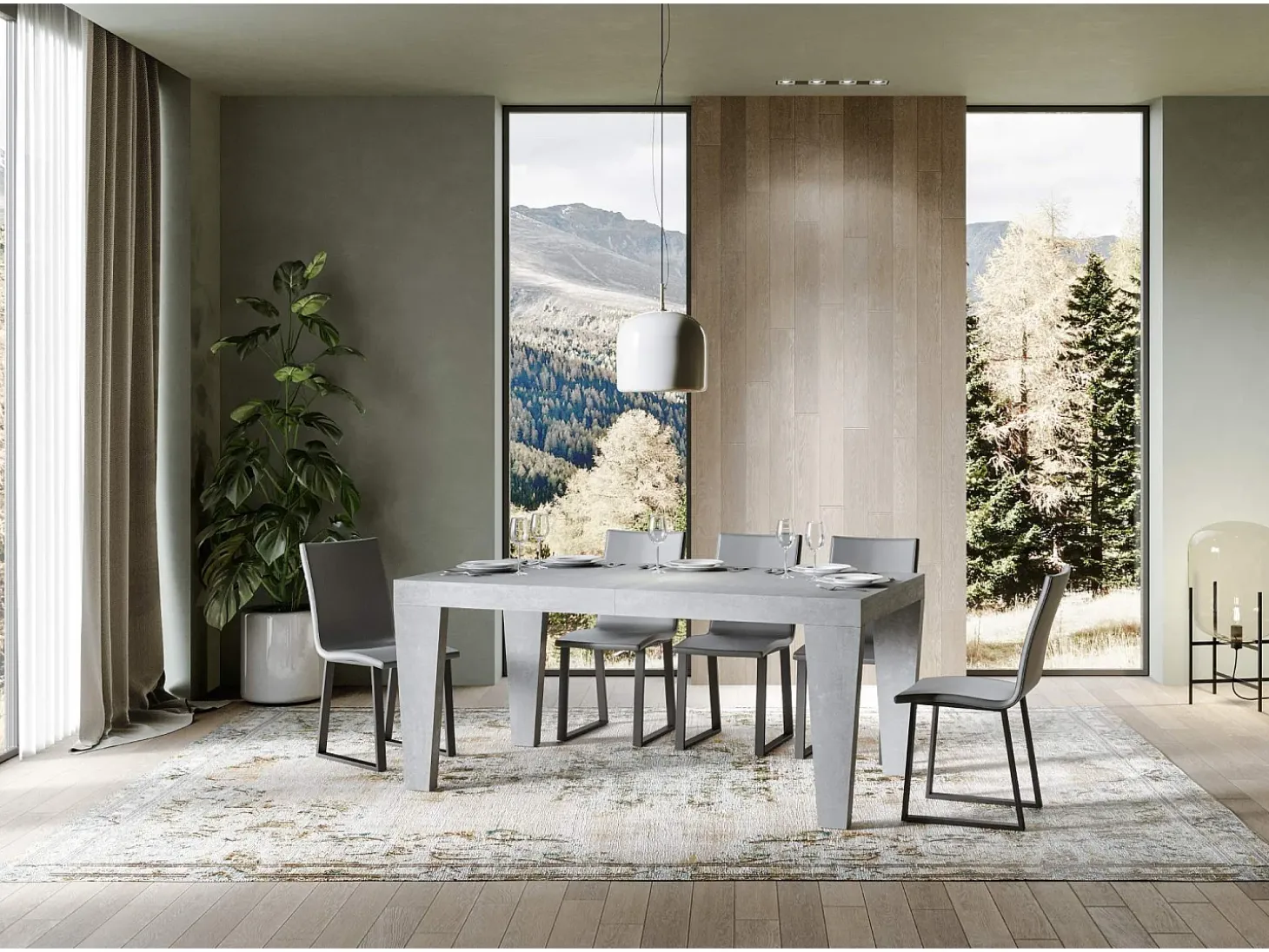 Mesa extensible 200/304x90 cm Spimbo cemento