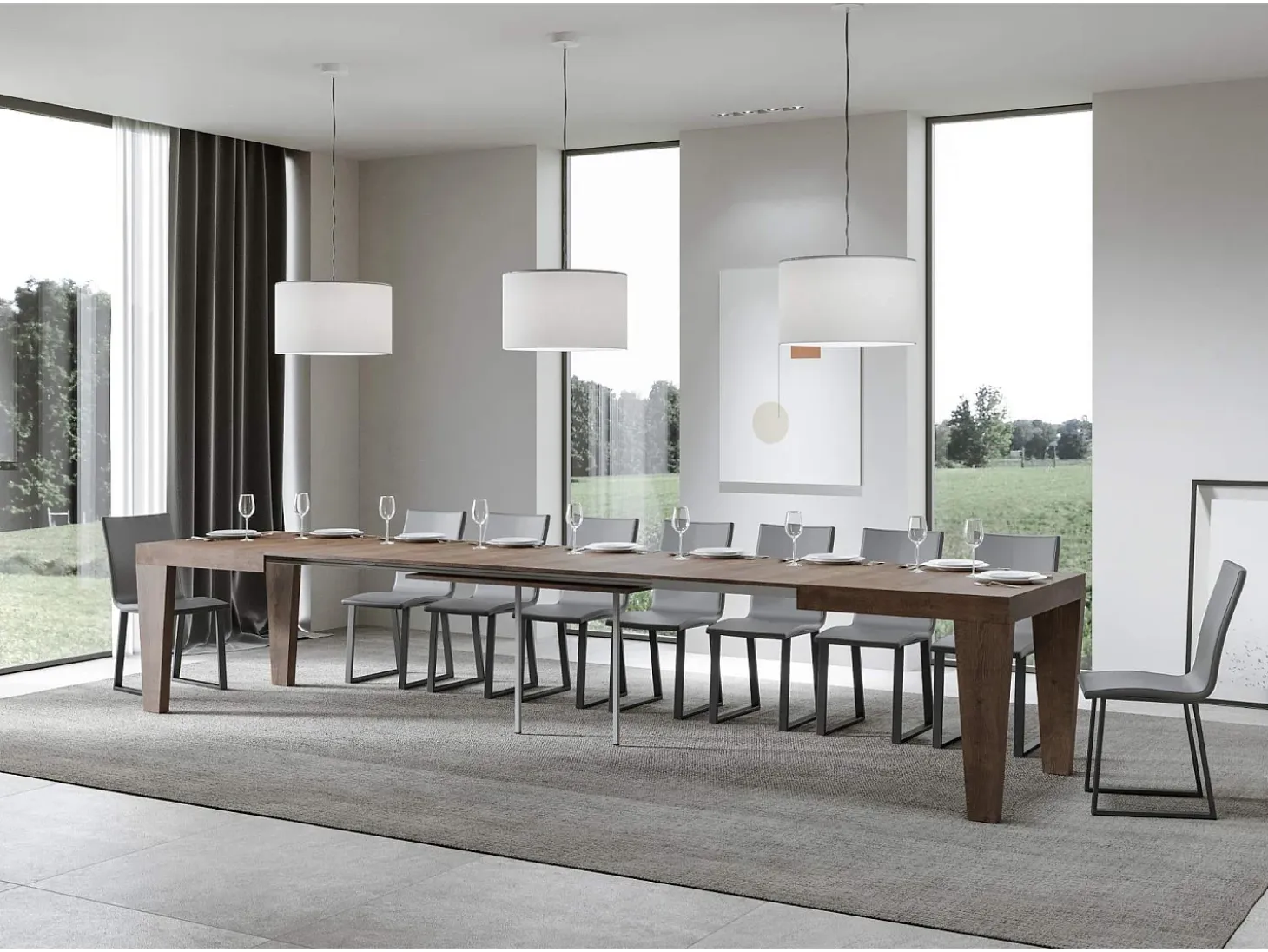 Mesa extensible 160/420x90 cm Spimbo nogal