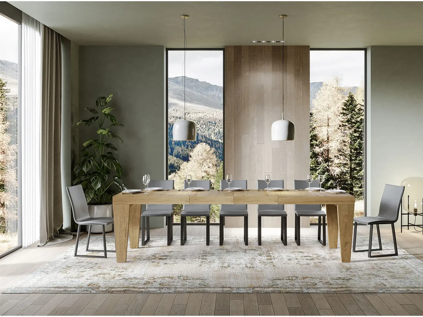 Mesa extensible 160/264x90 cm Spimbo Premium roble natural