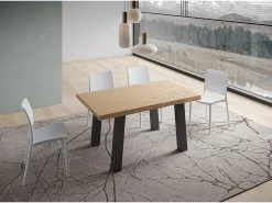 Mesa extensible 90x140/240 cm Svalen roble descortezado patas antracita