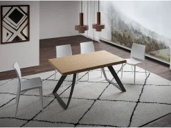 Mesa extensible 90x160/260 cm Tabira roble descortezado patas antracita