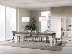 Mesa extensible 90x180/284 cm Tapa Naxy Mix Nogal - Patas Fresno Blanco