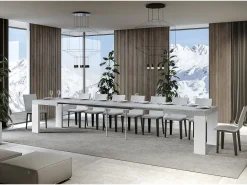 Mesa extensible 90x130/390 cm Tapa Roxell Mix Cement - Patas Fresno Blanco