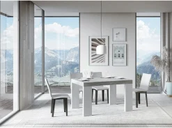 Mesa extensible 90x130/390 cm Tapa Roxell Mix Cement - Patas Fresno Blanco