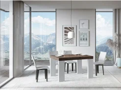 Mesa extensible 90x130/234 cm Tapa Roxell Mix Nogal - Patas Fresno Blanco