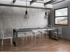 Mesa extensible 180/440x90 cm Tecno Evolution cemento estructura et patas antracita