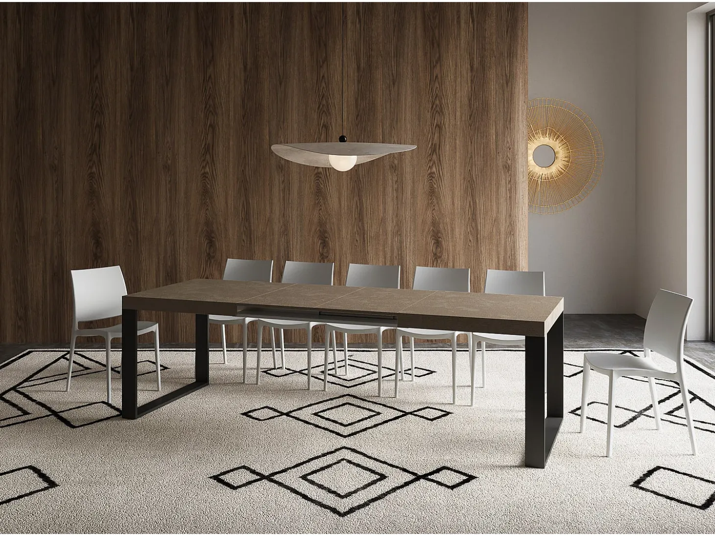 Mesa extensible 160/420x90 cm Tecno gris paloma patas antracita