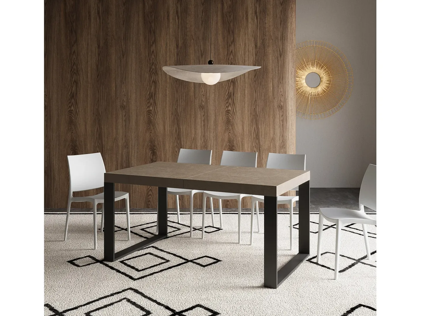 Mesa extensible 160/420x90 cm Tecno gris paloma patas antracita