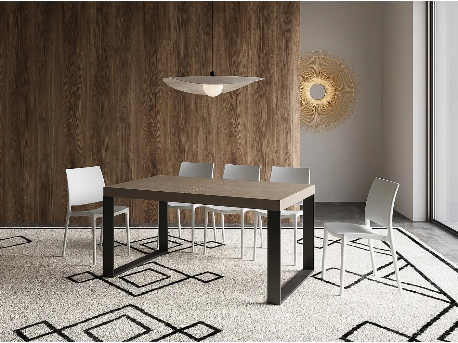 Mesa extensible 160/420x90 cm Tecno gris paloma patas antracita