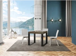 Mesa extensible 90x90/246 cm Tecno Premium gris paloma patas antracita