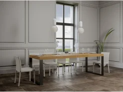Mesa extensible 160/420x90 cm Tecno Premium roble natural patas antracita