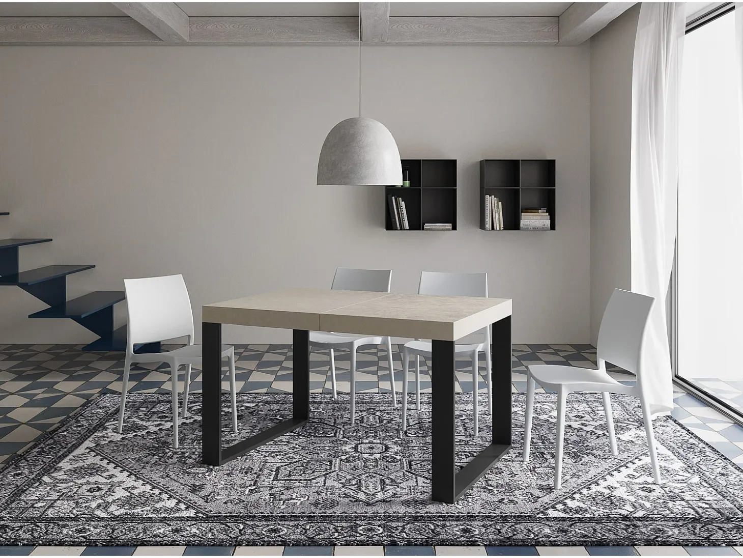 Mesa extensible 140/244x90 cm Tecno cachemira patas antracita