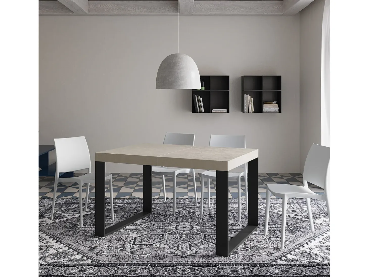 Mesa extensible 140/244x90 cm Tecno cachemira patas antracita