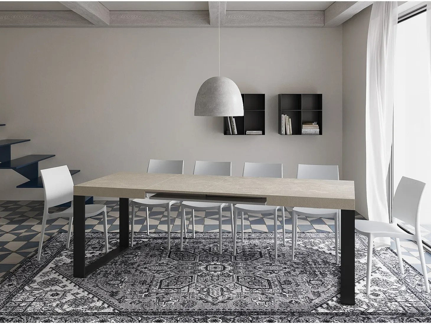 Mesa extensible 140/244x90 cm Tecno cachemira patas antracita