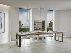 Mesa extensible 180/440x90 cm Tecno nogal patas antracita