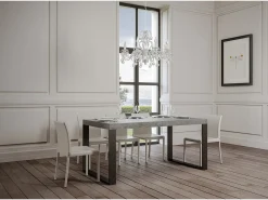 Mesa extensible 90x200/304 cm Tecno Cemento estructura Antracita