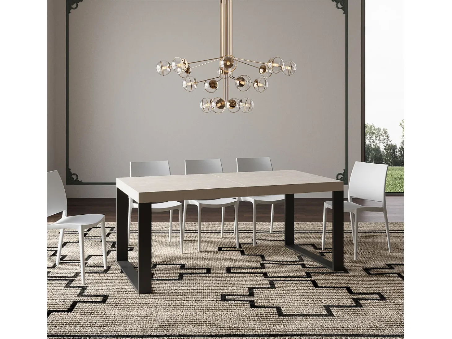 Mesa extensible 200/304x90 cm Tecno cachemira patas antracita