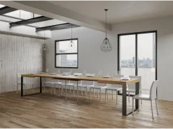 Mesa extensible 120/380x90 cm Tecno roble natural con patas antracita
