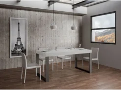 Mesa extensible 90x200/460 cm Tecno Premium Fresno Blanco estructura Antracita