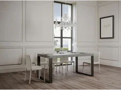 Mesa extensible 140/400x90 cm Tecno cemento patas antracita