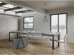 Mesa extensible 140/400x90 cm Tecno cemento patas antracita