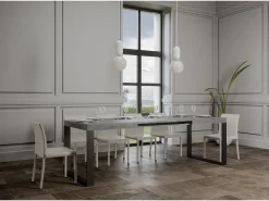 Mesa extensible 140/400x90 cm Tecno cemento patas antracita