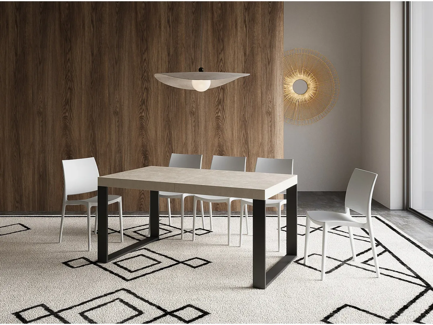 Mesa extensible 160/420x90 cm Tecno cachemira patas antracita
