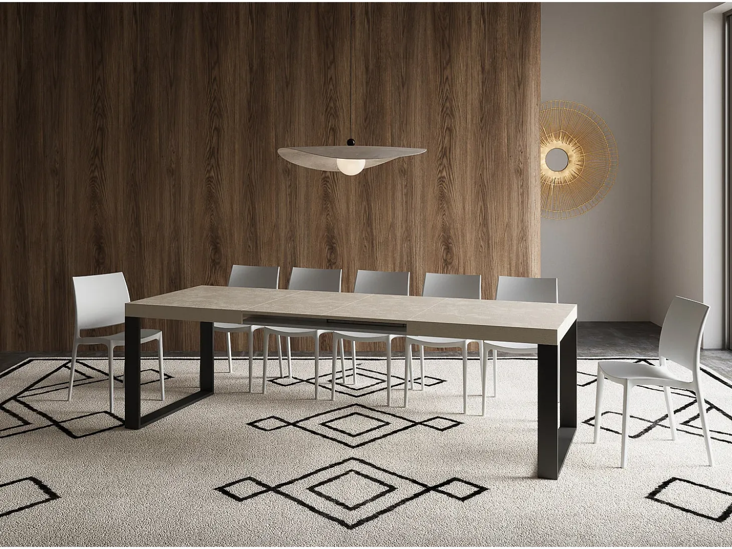 Mesa extensible 160/420x90 cm Tecno cachemira patas antracita