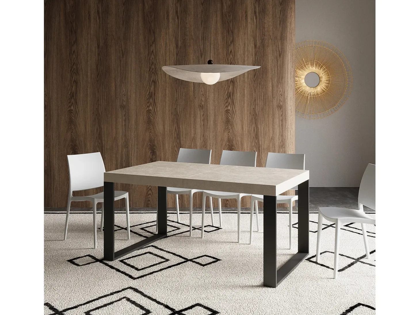 Mesa extensible 160/420x90 cm Tecno cachemira patas antracita