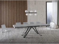Mesa extensible 160/420X90 cm Terium efecto cemento patas antracita