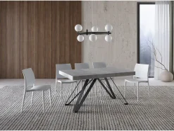 Mesa extensible 160/420X90 cm Terium efecto cemento patas antracita
