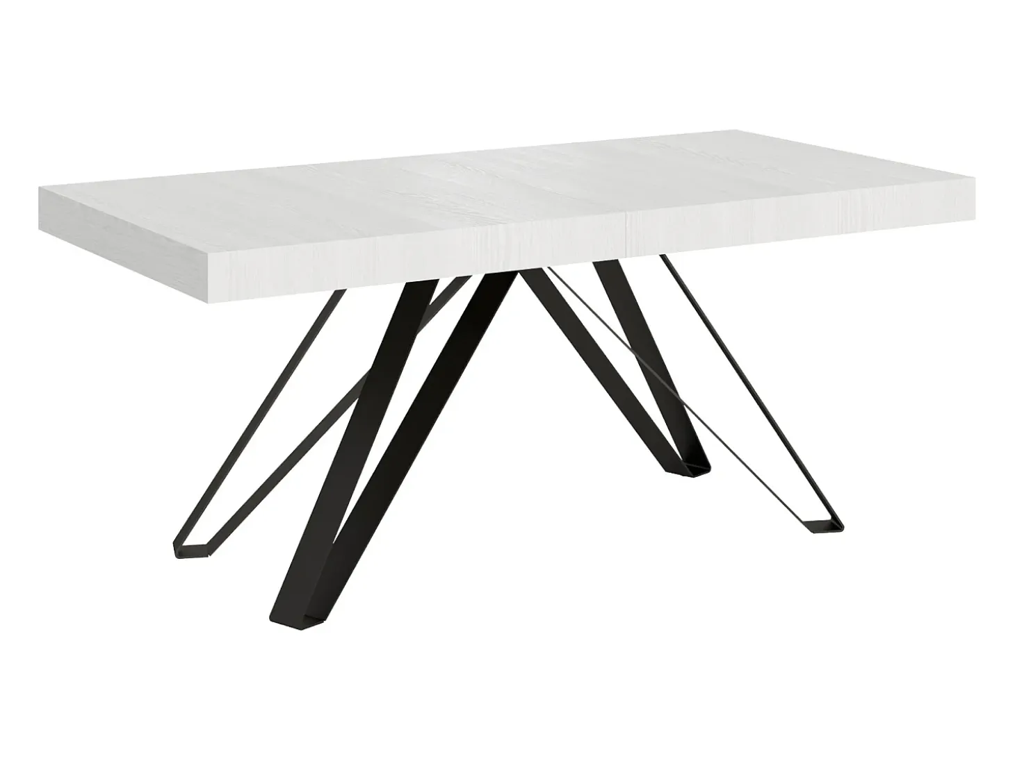Mesa extensible 200/460x90 cm Terium efecto madera fresno blanco patas antracita