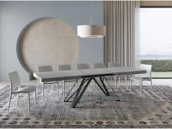 Mesa extensible 200/304x90 cm Terium efecto cemento patas antracita