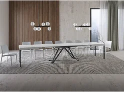 Mesa extensible 160/420X90 cm Terium efecto madera fresno blanco patas antracita